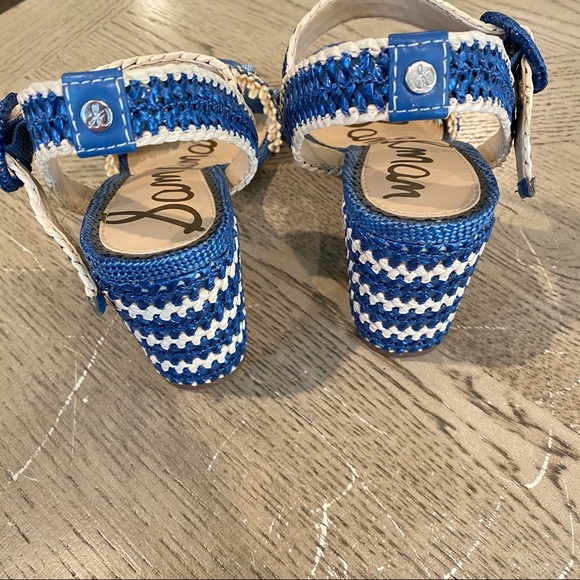 Sam Edelman Olisa Raffia Block Heel Blue Sandal - Picture 3 of 11